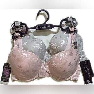 Gloria Vanderbilt 2Pk Bra. Floral Nude and Gray. 34C